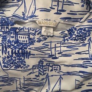 Mai Tai Blue and White Nautical Print Top
